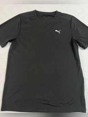 Puma Black Short Sleeve Performance Tee with Vertical Logo
